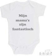 Barboteuse Soft Touch "Mes mamans sont fantastiques" Unisexe Katoen Wit/gris Taille 56/62