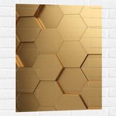 Muursticker - Hexagon Wand in het Goud - 60x80 cm Foto op Muursticker