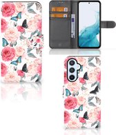 Smartphone Hoesje Geschikt voor Samsung Galaxy A54 5G Flipcase Cadeautjes voor Moederdag Butterfly Roses