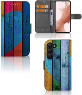 Mobiel Bookcase Geschikt voor Samsung Galaxy S23 Smartphone Hoesje Wood Heart