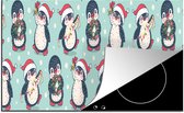 KitchenYeah® Inductie beschermer 90x52 cm - Pinguïn - Lichtsnoer - Kerstkrans - Patronen - Kookplaataccessoires - Afdekplaat voor kookplaat - Inductiebeschermer - Inductiemat - Inductieplaat mat