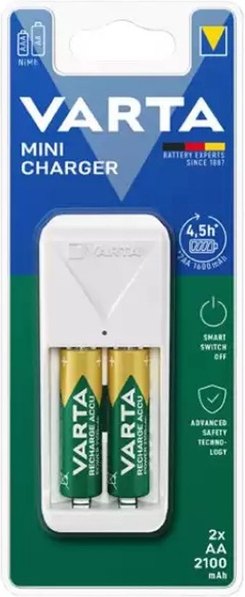 Chargeur ECO CHARGER – VARTA: avec 4 piles rechargeables AA (2100