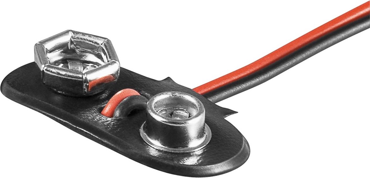 Batterijhouder voor 1 9V/E-batterij - kabel met open einde - versie 2