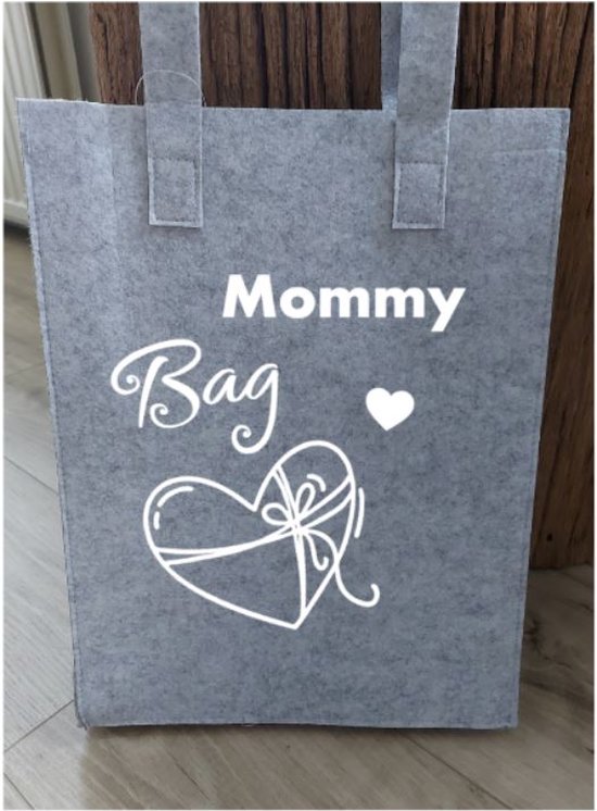 Bedrukte tas Mommy Bag, Vilt tas bedrukt voor de beste mama, Mommy Bag met hart, Tas voor moeder