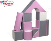 Zachte Soft Play Foam Blokken set 11 stuks grijs-wit-roze | grote speelblokken | baby speelgoed | foamblokken | reuze bouwblokken | motoriek peuter | schuimblokken