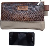 Toetie & Zo - Étui fait main - Leatherlook / Cuir - Brown - Beige - Phone bag - Makeup bag - Pencil case - Medicine case