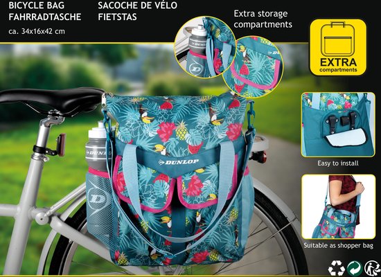 Dunlop Fietstas Rugzak 2in1 - 20 Liter Inhoud - Tropische Print van Dunlop — afbeelding 2