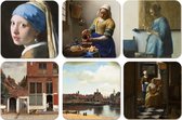 Bekking & Blitz - Onderzetters - 6 stuks - Kunst - Meisje met de parel - Girl with the Pearl Earring - en andere werken - Johannes Vermeer - Mauritshuis Den Haag
