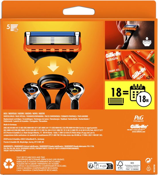 Gillette Fusion5 - Navulmesjes - Voor Mannen - 18 Navulmesjes