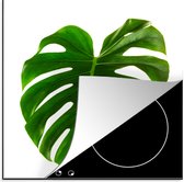 KitchenYeah® Inductie beschermer 78x78 cm - Groot botanisch blad op een blanke achtergrond - Kookplaataccessoires - Afdekplaat voor kookplaat - Inductiebeschermer - Inductiemat - Inductieplaat mat