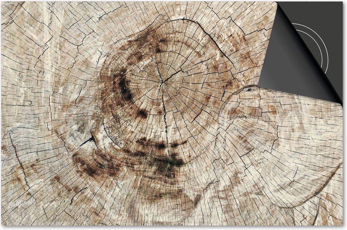 Inductie beschermer 81x52 - afdekplaat inductie mat - Dietrix Kookplaat beschermer - Exclusief - Hout en Boom - Bruine jaarringen