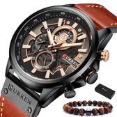 Curren - Horloge Heren - Cadeau voor Man - Horloges voor Mannen - 48 mm - Oranje Zwart