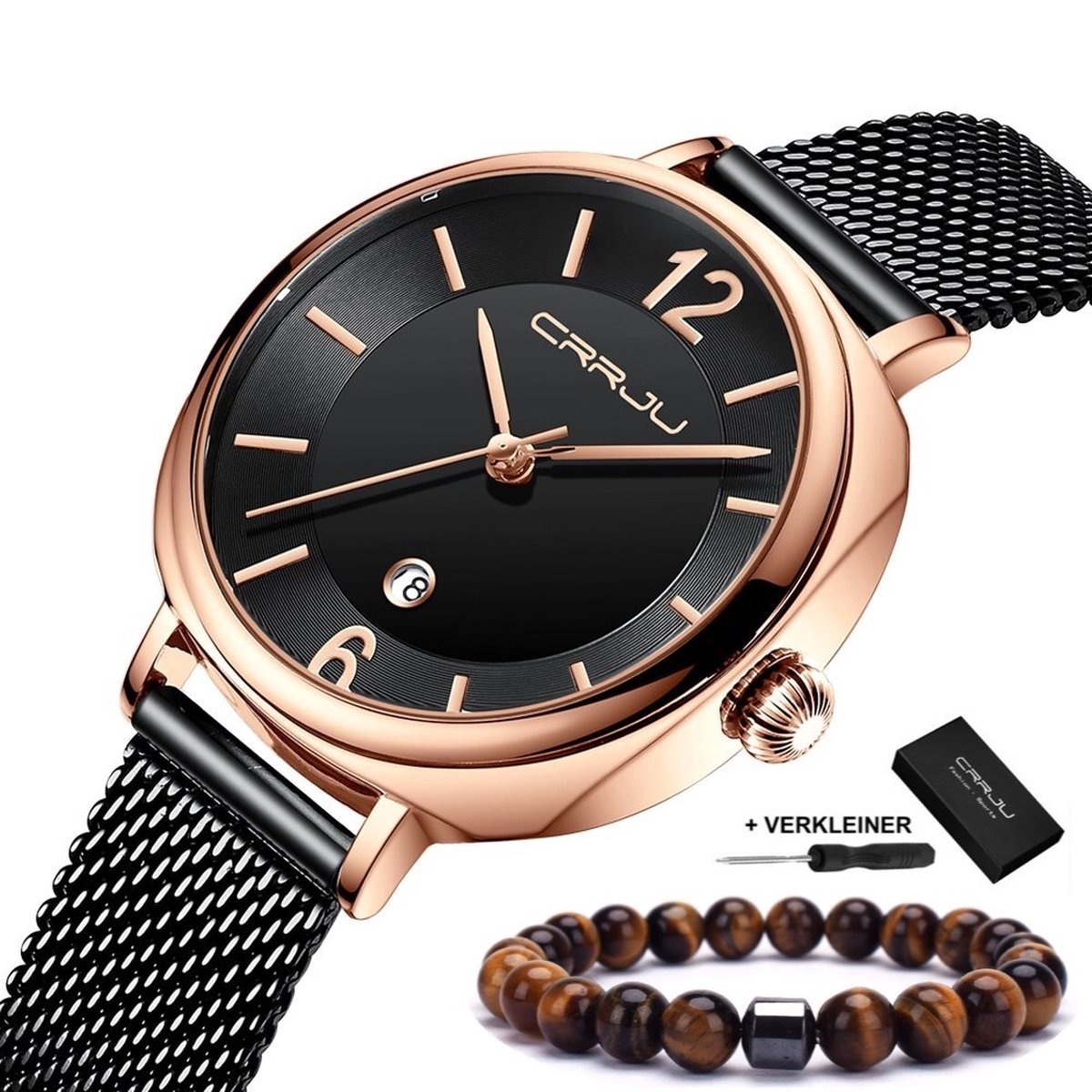 Curren - Horloge Dames - Cadeau voor Vrouw - Horloges voor Vrouwen - 33 mm - Zwart Rosé