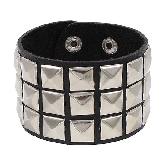 WiseGoods Luxe Gothic Studs Armband - Punk Armbanden - Armbandje - Armbandjes - Sieraad - Sieraden Dames / Heren - Zilver Zwart