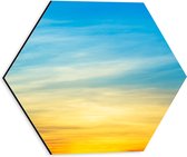 Dibond Hexagon - Oranje Lucht van Zonsondergang - 30x26.1 cm Foto op Hexagon (Met Ophangsysteem)