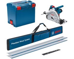 Bosch Professional GKT 55 GCE Invalzaag 165mm + 2x geleiderail 1400W in L-Boxx - 0615990M9B