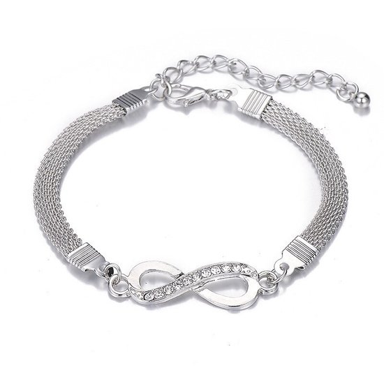 WiseGoods Luxe Infinity Armband Dames - Armbanden - Armbandje - Armbandjes - Sieraad Vrouw - Sieraden Vrouwen - Cadeau - Zilver