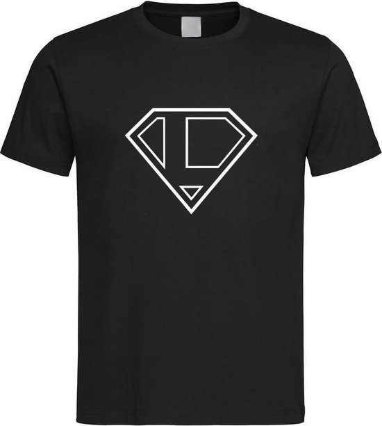 Zwart t-Shirt met letter L “ Superman “ Logo print Wit Size XXL
