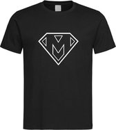 Zwart t-Shirt met letter M “ Superman “ Logo print Wit Size S