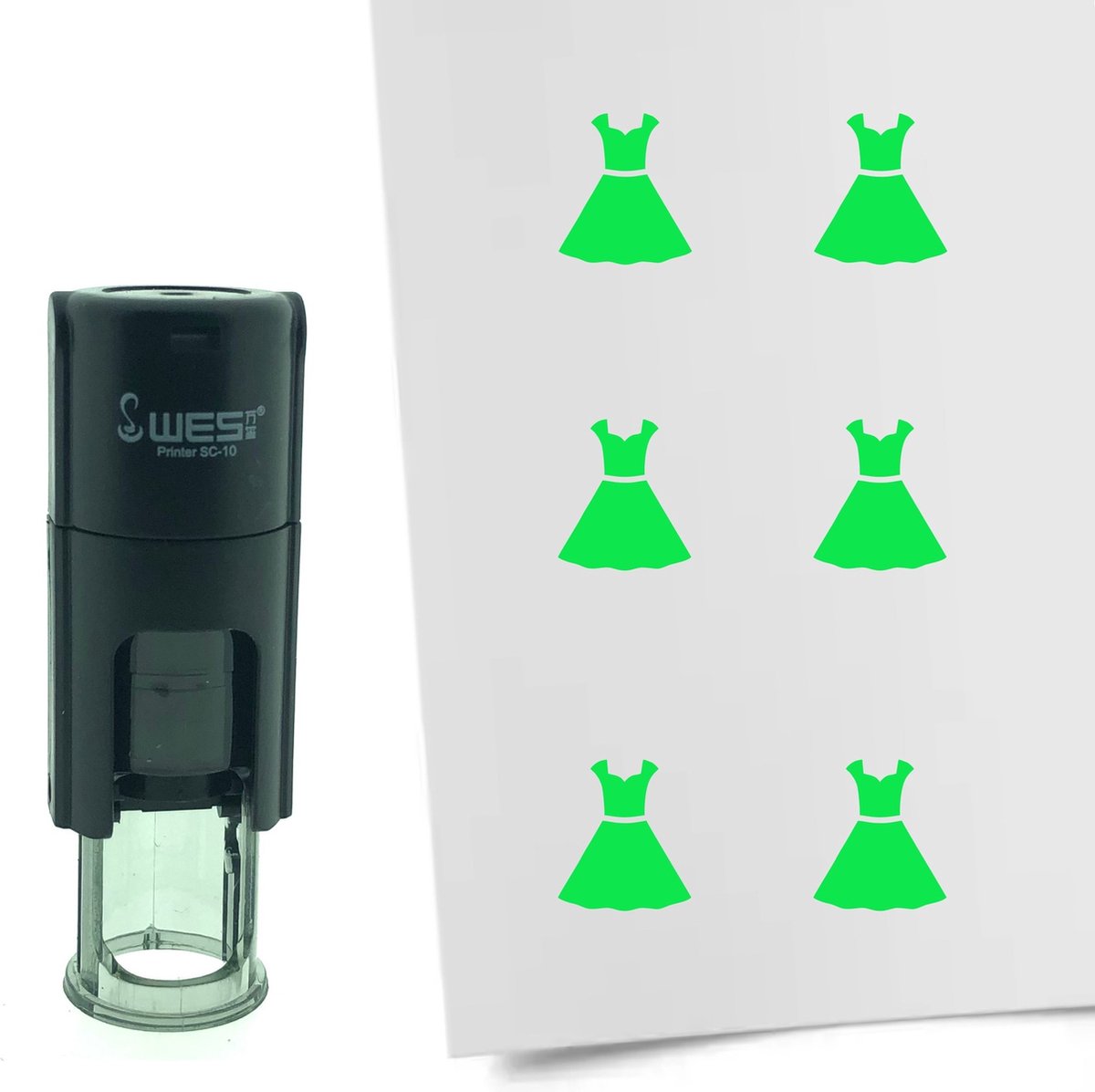 CombiCraft Stempel Jurk 10mm rond - Groene inkt