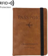 Porte-passeport de Luxe | Safe -passeport RFID | Passeport Cas | Couvercle de protection | Couleur: caramel