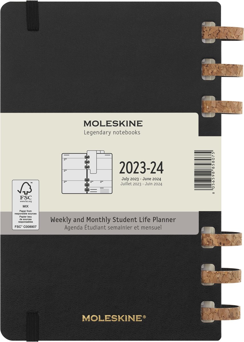 MOLESKINE Calendrier Semainier 2024 MOLESKINE 12 MOIS PAR SEMAINE AGENDA  2024, A5, COUVERTURE RIGIDE