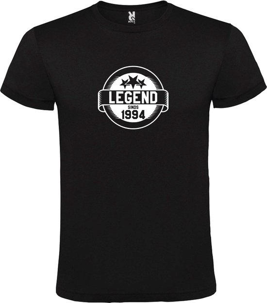 Zwart T-Shirt met “Legend sinds 1994 “ Afbeelding Wit Size XXL