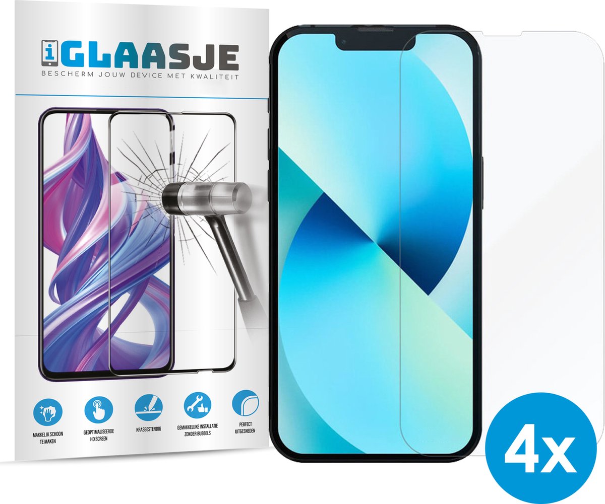 iGlaasje - 4x Screenprotector Telefoonglas Beschermglas - geschikt voor iPhone 13/13 Pro