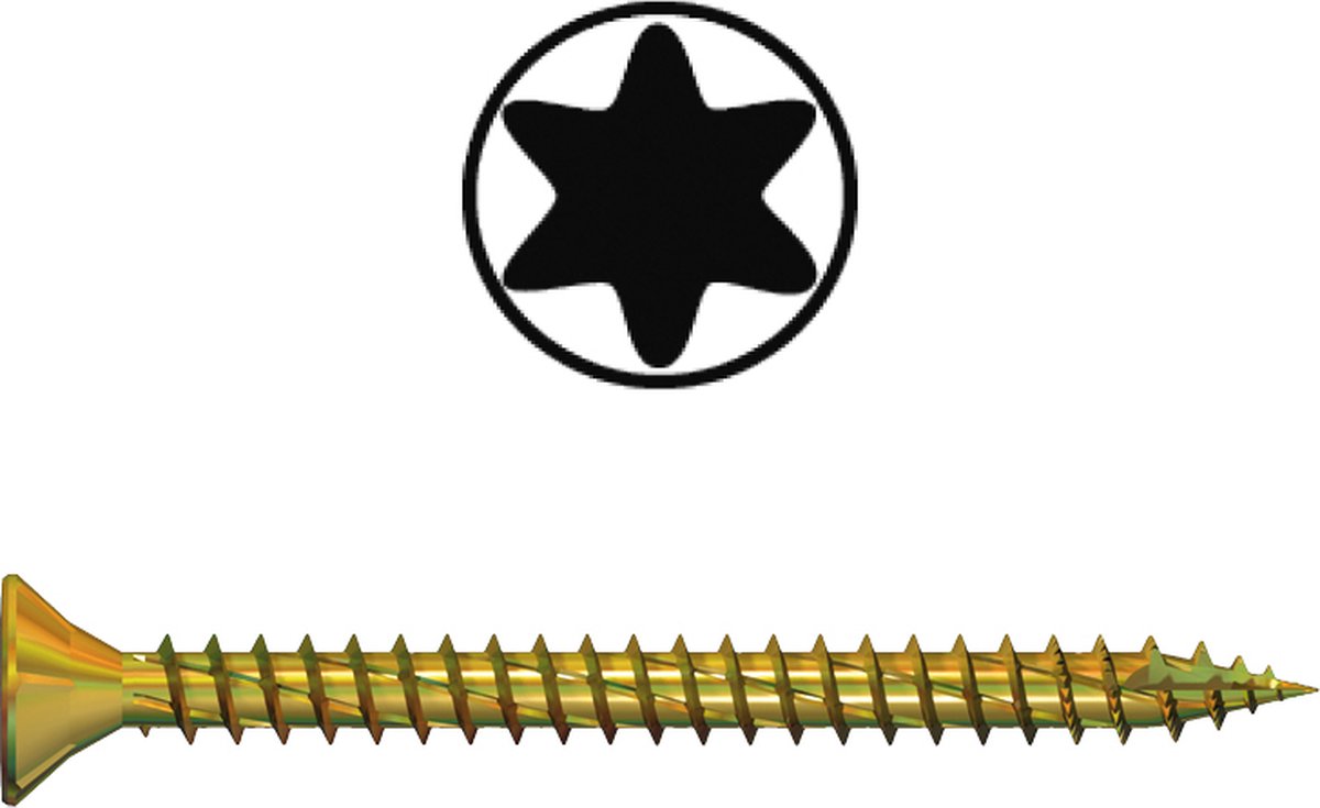 Jet-fast spaanplaatschroef 3,5 x 20mm | Geel verzinkt | voldraad | TX, 1000 stuks