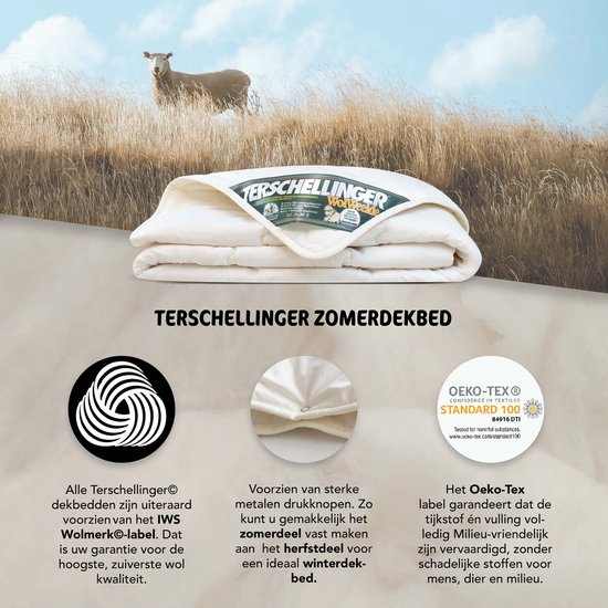 Terschellinger ZOMER dekbed - Zuiver scheer wollen zomer dekbed - Luchtig, Licht en absorberend wol voorjaars dekbed - 240x220 cm van Terschellinger — afbeelding 2