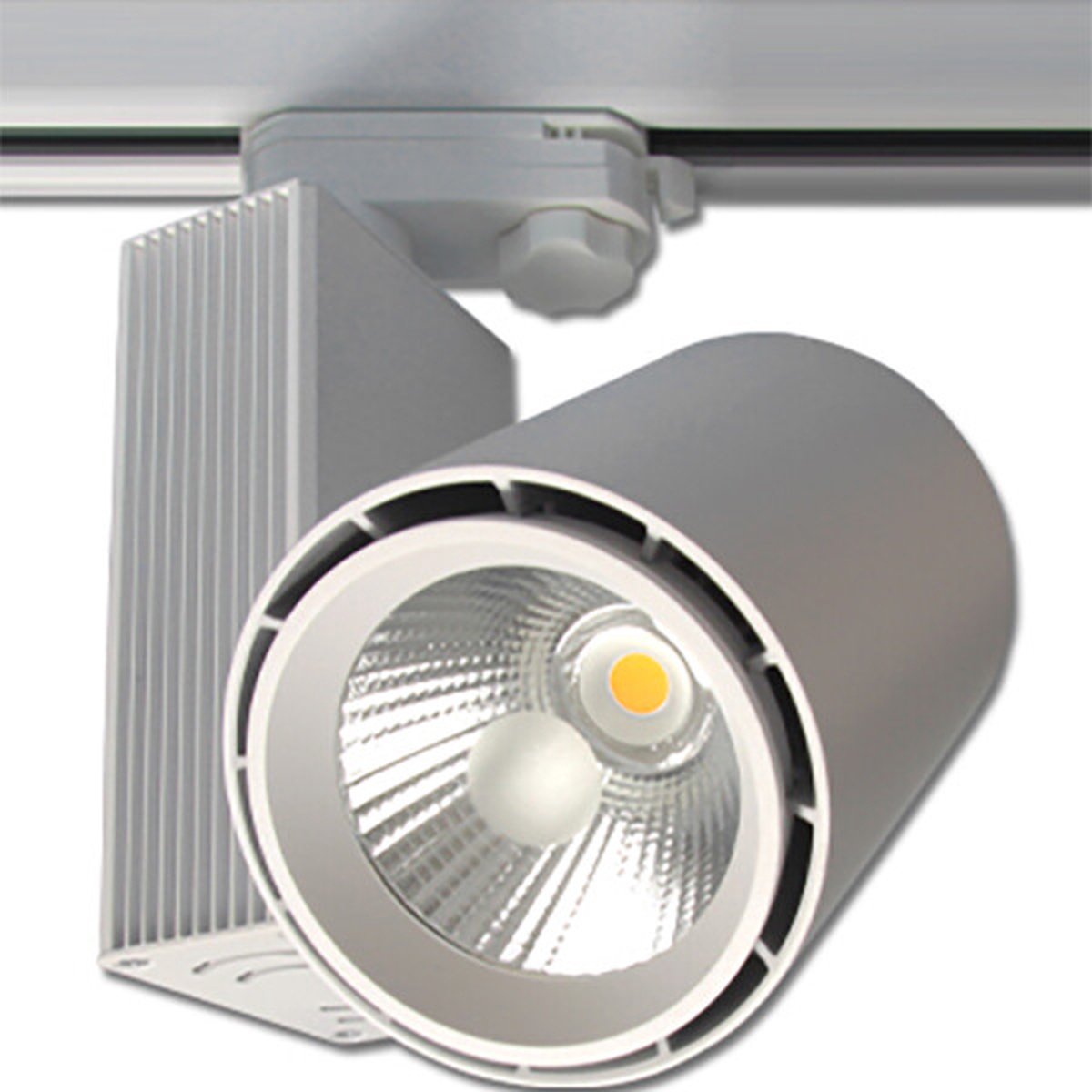 LED Railverlichting - Track Spot - 30W - 3 Fase - Rond - Natuurlijk Wit 4000K - Mat Wit - Aluminium