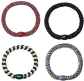 Hidzo knekkies - Elastiek & armband - Set zwart/ zilver/ groen/ multi