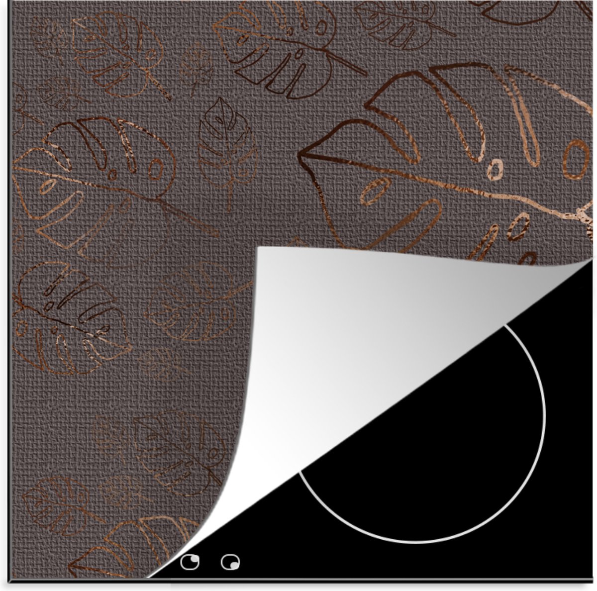 MuchoWow Inductiebeschermer - Inductie mat - Vinyl - Pepers - Zwart - Groenten - Water - Blad - 65x52 cm - Inductie beschermer