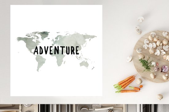 KitchenYeah® Inductie beschermer 78x78 cm - Wereldkaart - Aquarel - Quote - Kookplaataccessoires - Afdekplaat voor kookplaat - Inductiebeschermer - Inductiemat - Inductieplaat mat