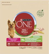 2x Purina One Adult Mini Small - hondenvoer - kalkoen - 1.5kg