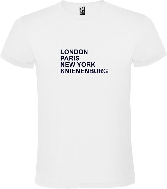 wit T-Shirt met London,Paris, New York , Knienenburg tekst Zwart Size XS