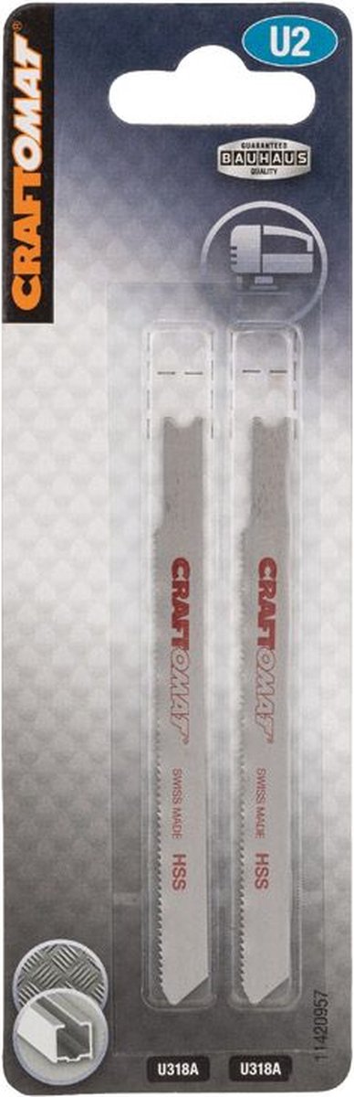 CRAFTOMAT decoupeerzaagblad U 318 A - Metaal, non-ferrometaal, plaatstaal, profielen - U schacht - 2 stuks