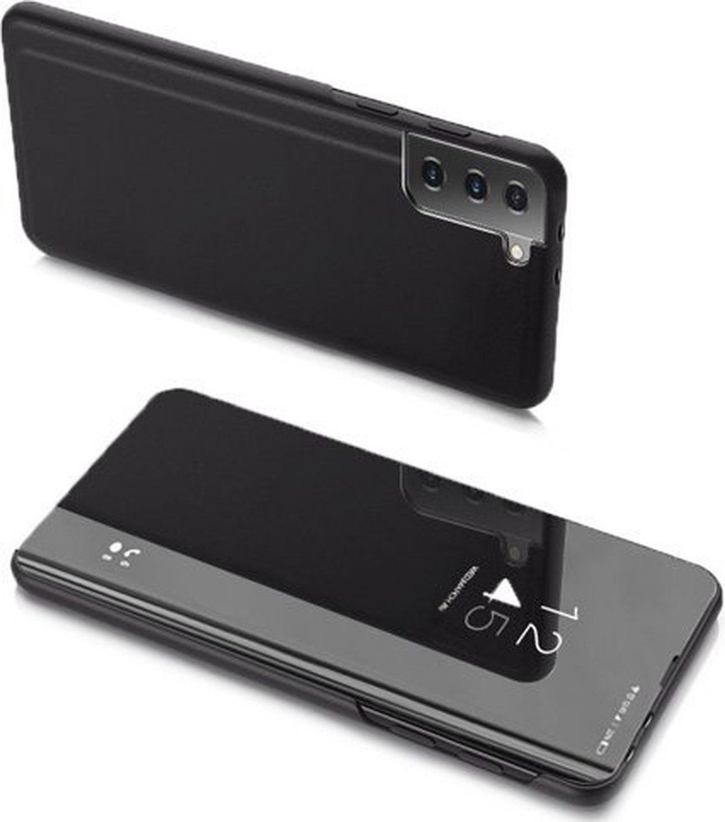 Clear View Case cover voor Samsung Galaxy S21 5G zwart