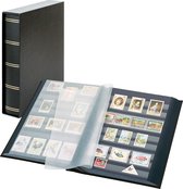 Lindner 1169SK Postzegelalbum incl. Cassette – Zwart - groot formaat – 30/60 blz. zwarte bladen - luxe – gewatteerd Postzegels - insteekalbum - insteek - compact – stockboek