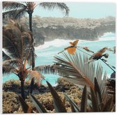 WallClassics - Panneau en mousse PVC - Grands Palmiers avec Plantes au bord de l' Water - Photo 50x50 cm sur panneau en mousse PVC