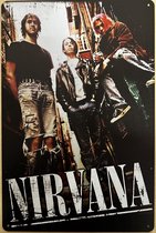Nirvana band Reclamebord van metaal METALEN-WANDBORD - MUURPLAAT - VINTAGE - RETRO - HORECA- BORD-WANDDECORATIE -TEKSTBORD - DECORATIEBORD - RECLAMEPLAAT - WANDPLAAT - NOSTALGIE -CAFE- BAR -MANCAVE- KROEG- MAN CAVE