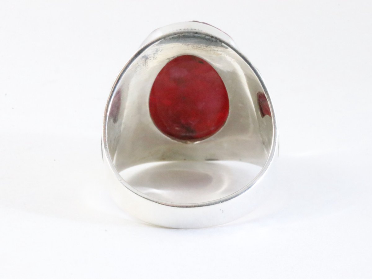 Bague En Argent Massif 925 Avec Rubis Africain - Taille T55.5 - Neuf Sans Emballage