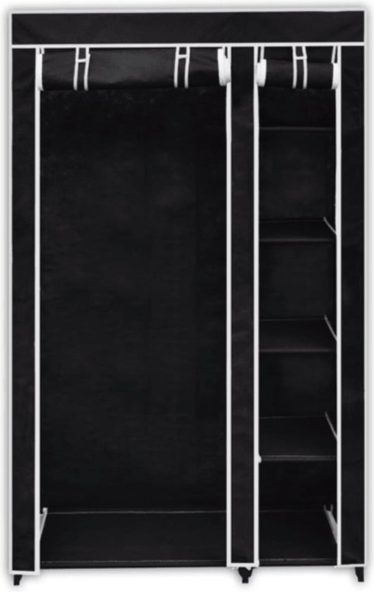 Inklapbare kledingkast zwart - garderobekast - zwarte kledingkast - kledingrek -kledingrek zwart - 110 x 45 x 175 cm