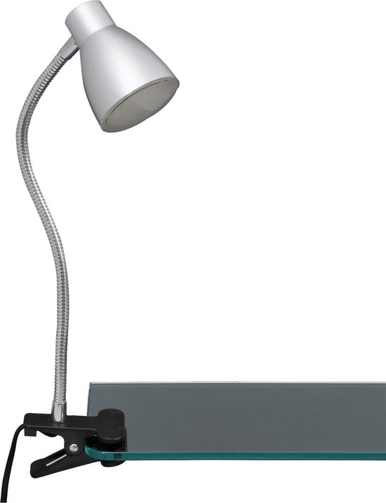 BRILONER - LED-klemlicht leeslamp flexibele arm 2,5W titaniumkleurig metaal-kunststof