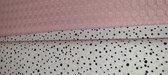Luiermandje groot - 30 x 21 cm - licht roze - voering van gebroken witte katoen met zwarte dotsmotief