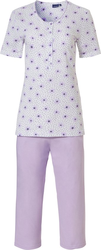 Pastunette - Lovely Lilac - Pyjamaset - Maat 42 - Wit/Lila - Katoen/Modal