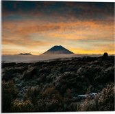 Acrylglas - Vulkaan in de Verte van Prachtitg Landschap - 50x50 cm Foto op Acrylglas (Wanddecoratie op Acrylaat)