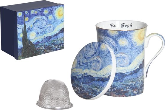 Tasse à thé Van Gogh Nuit étoilée avec infuseur et couvercle