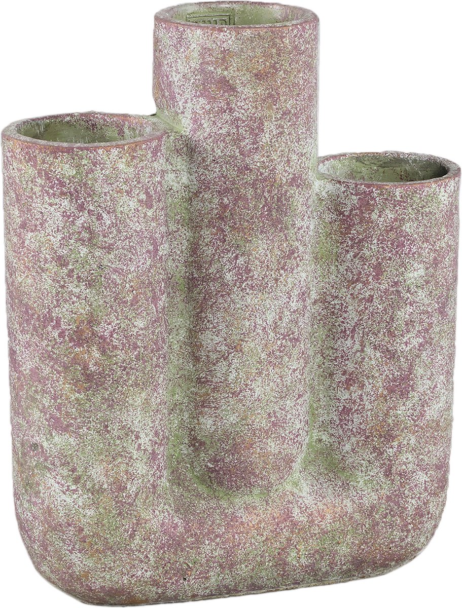 PTMD Bloempot Pipes - 27x10x35 cm - Cement - Paars