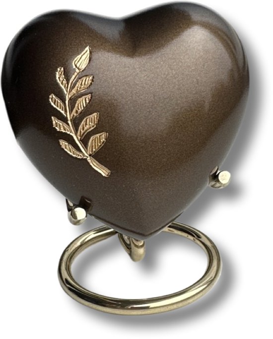 Assieraad-winkel | mini urn hart bruin | Messing mini urn | keepsake bruinkleurig | Urn | Crematie urn | Mini urn | Urnen | Uitvaart